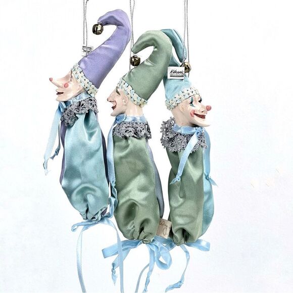 Wayne M Kleski Jester Christmas Ornament Candy Bag Pouch  Set Of 3 - Picture 1 of 9